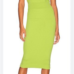 Enzo Costa Revolve puckered knit skirt in lime green EUC size small